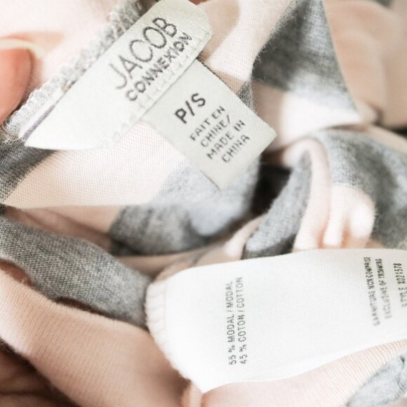 Baby Pink & Grey Striped V Neck Tee 🐁 JACOB CONNEXION - Picture 5 of 6